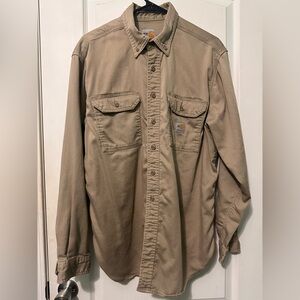 Carhartt FR Men's Khaki Long Sleeve Work Shirt Large